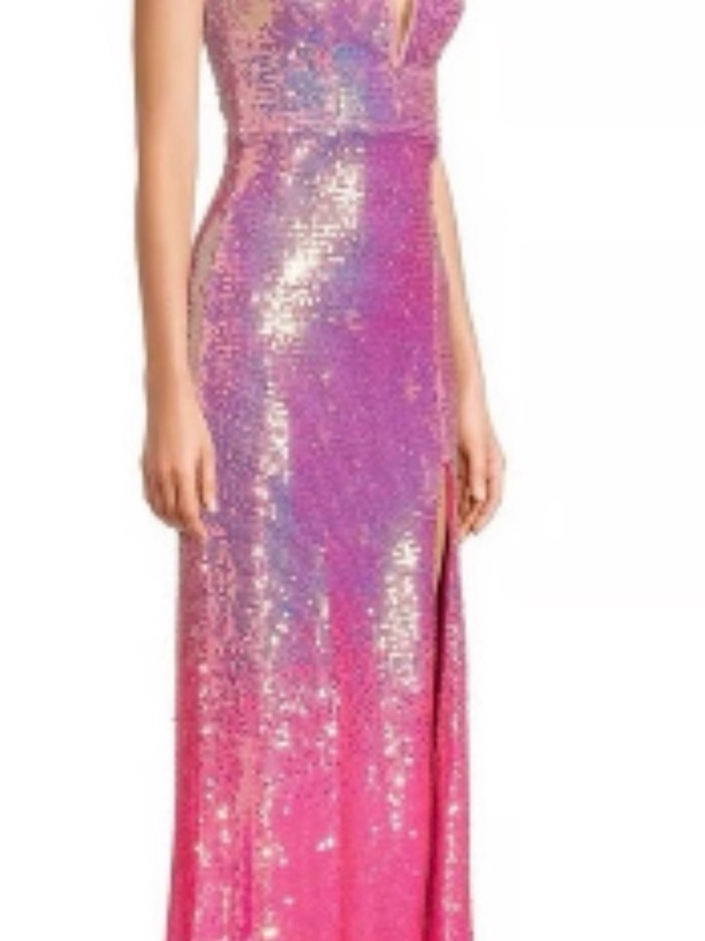Honey and Rosie Pink and Purple Sequin High-Slit Maxi Skirt